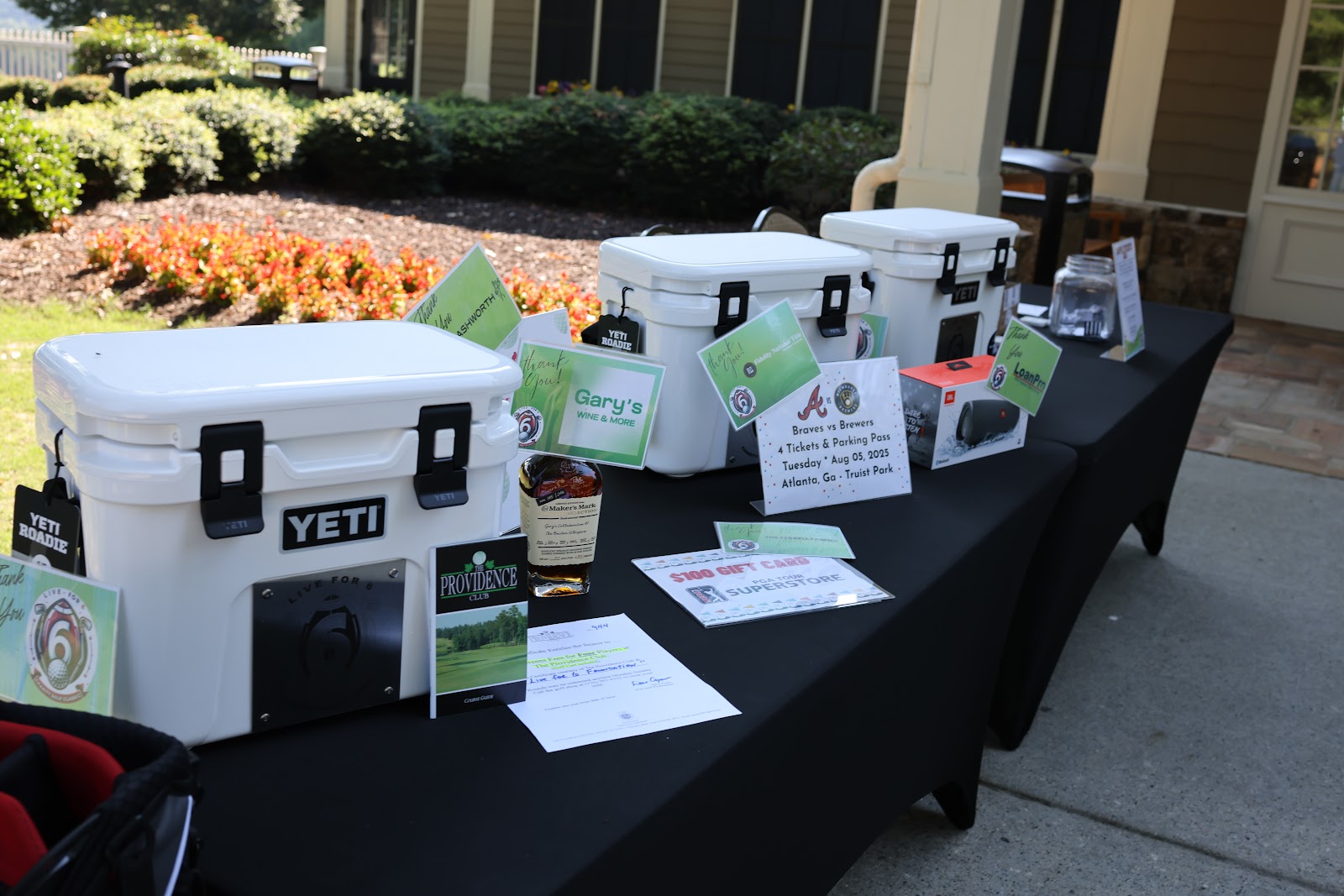 Prize table prepared for Live for 6 golfers