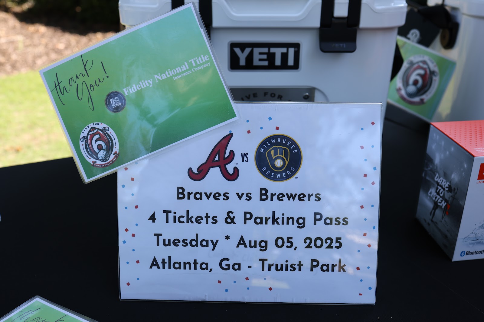 Atlanta Braves tickets displayed among tournament prizes